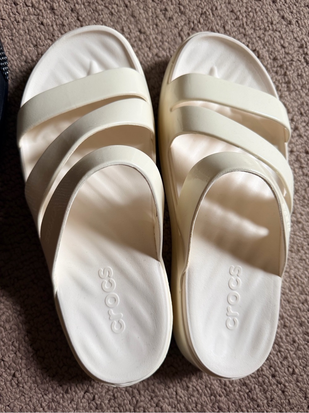 CROCS Women's Cream Multi-Strap Slide Sandals